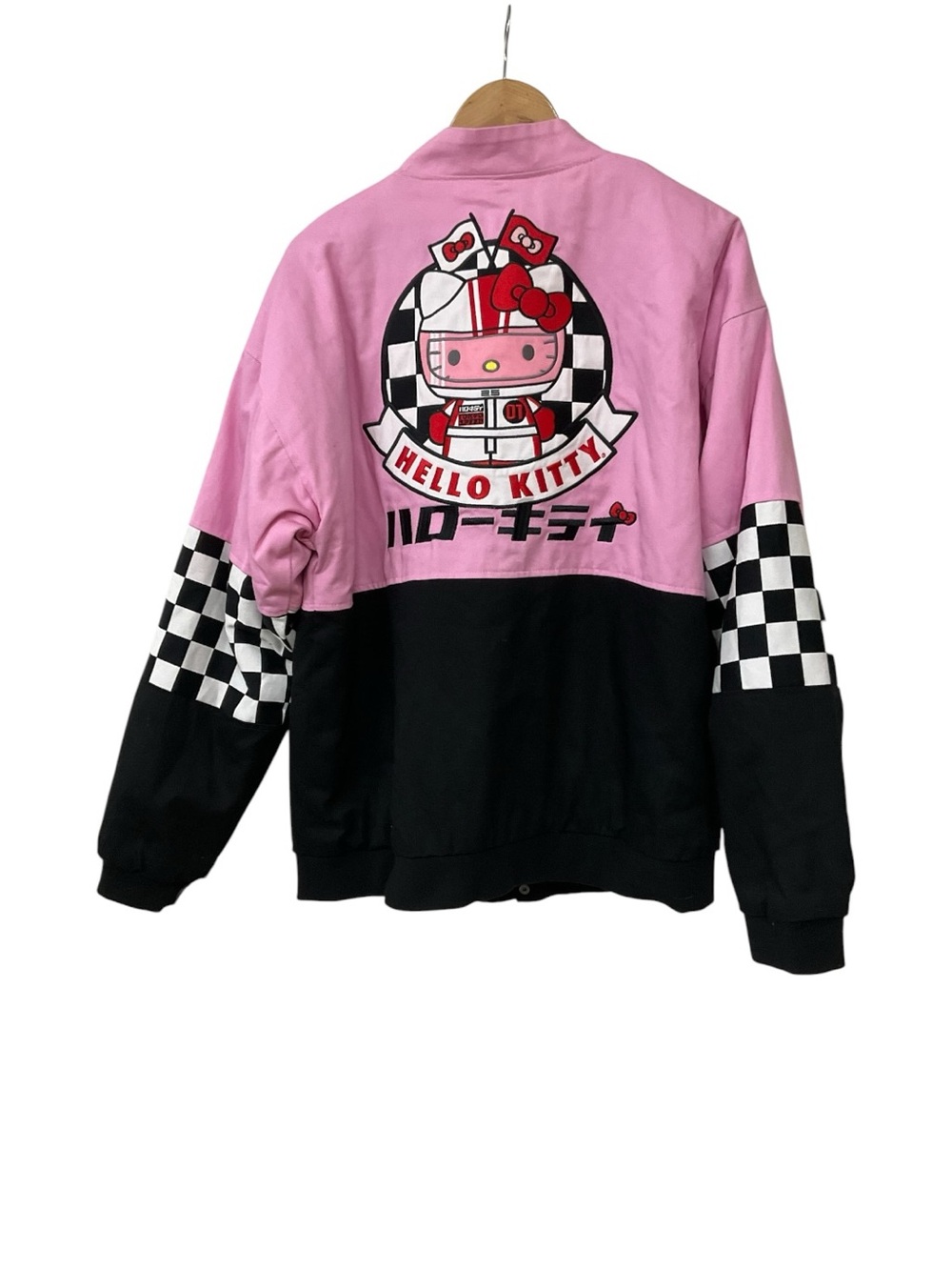 Hello Kitty Pink & Black Racing Jacket with Checkerboard Accents - Picture 4 of 9